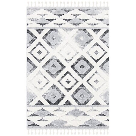 Safavieh 9 x 12 ft. Moroccan Tassel Shag Contemporary Rectangle Power Loomed Rug - Gray & Ivory MTS661F-9